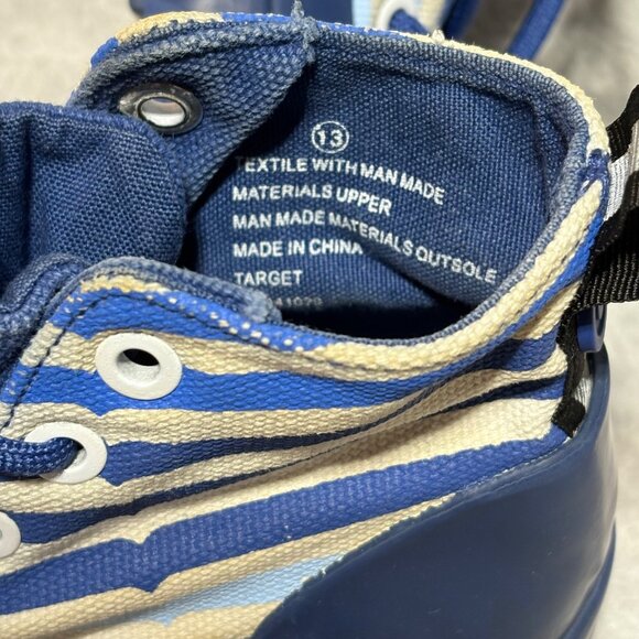 Hunter for Target Kids' Striped Dipped Canvas High Top Sneakers Blue Size 13 - Picture 9 of 10